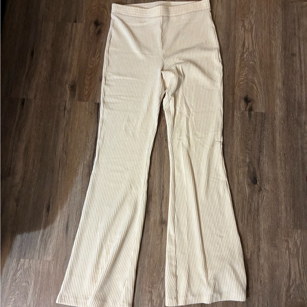 Aerie Cream Ribbed Pants